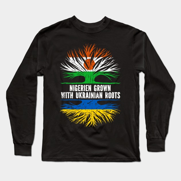 Nigerien Grown with Ukrainian Roots Flag Long Sleeve T-Shirt by silvercoin